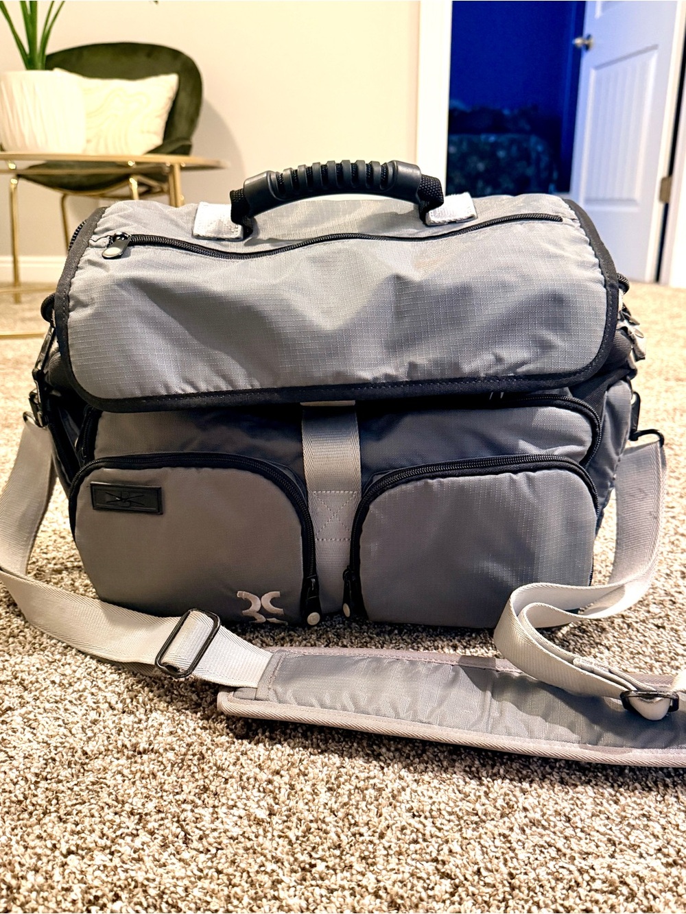 Burton Gray Men's Messenger Laptop Bag with Multiple Pockets